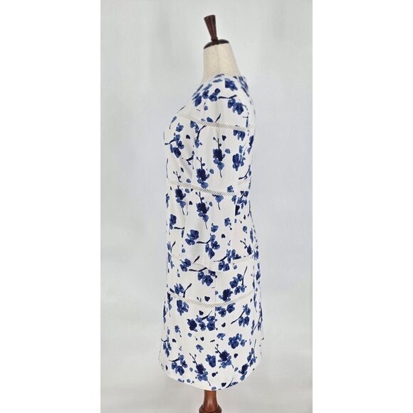 Ralph Lauren Royal Blue Floral Lace Trim Sheath Dress 3/4 Sleeves Womens Sz 16 - Picture 6 of 13